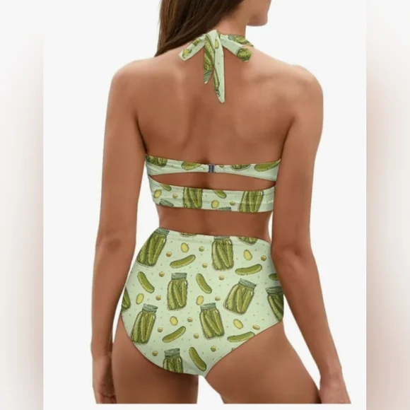 Pickle Print Halter Bikini Set - Picture 2 of 4